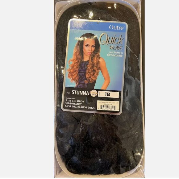 Outre Quick Weave Half Wig STUNNA Style Color 1B Off Black Synthetic Material - Picture 2 of 3
